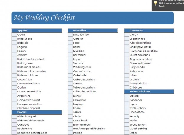 Guest List For Wedding Template