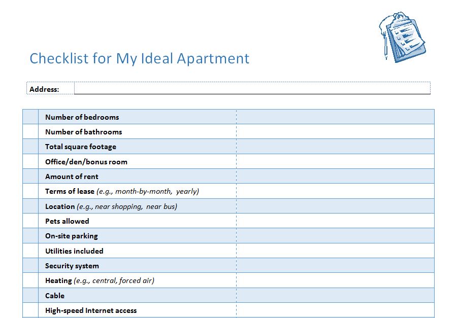 First Apartment Checklist