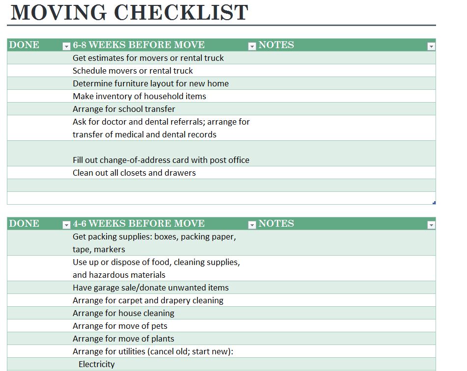 local moving checklist