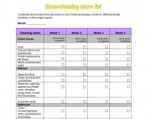 Free Housework Checklist