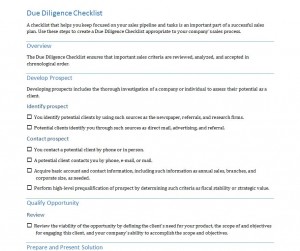 Free Due Diligence Process Checklist