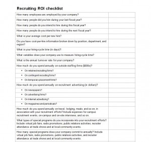 Free Recruiting ROI Checklist