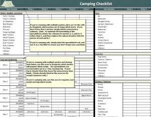 Free Camping Necessities Checklist