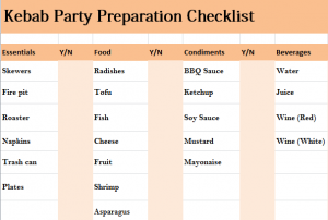 Kebab Party Preparation Checklist