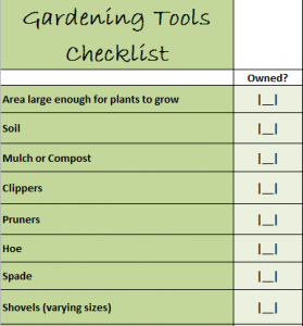 Gardening Tools Checklist