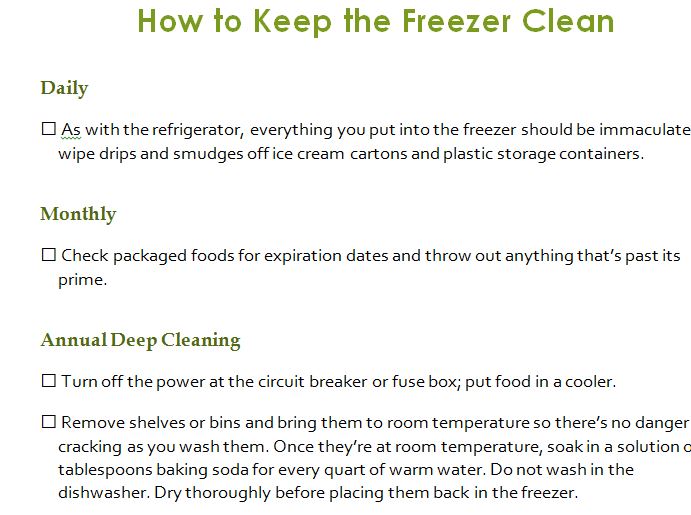 How To Keep The Freezer Clean Checklist