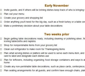 Thanksgiving Preparation Countdown
