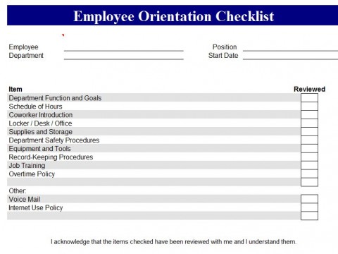 You should probably read this: New Employee Checklist Templates