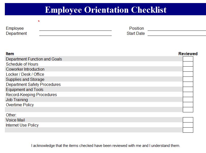 new employee checklist