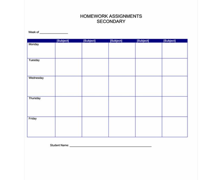 homework completion checklist template