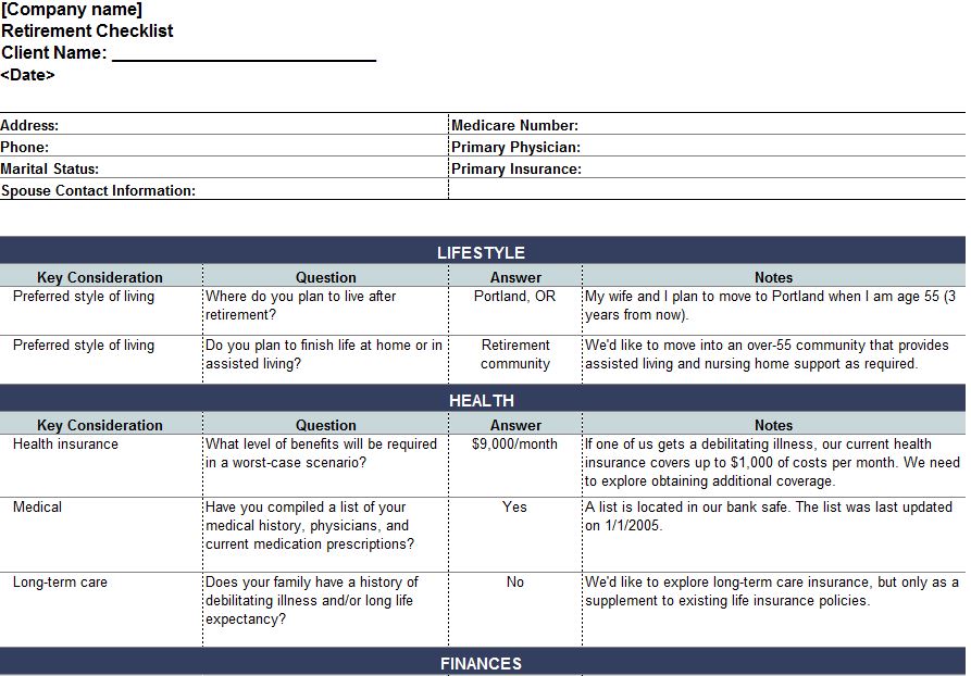 checklist in estate planning template nc