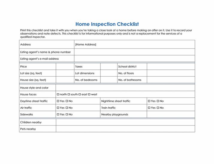 House Inspection Checklist | Housing Inspection Checklist