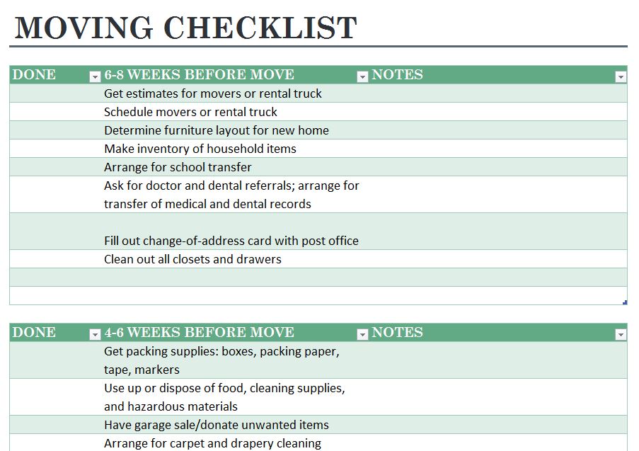 Moving Out Checklist | Move Out Checklist