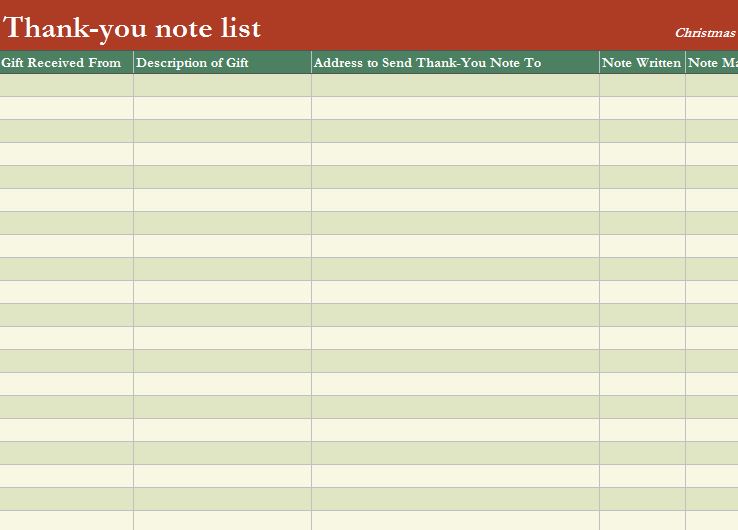 Thank You Note Checklist | Note Checklist