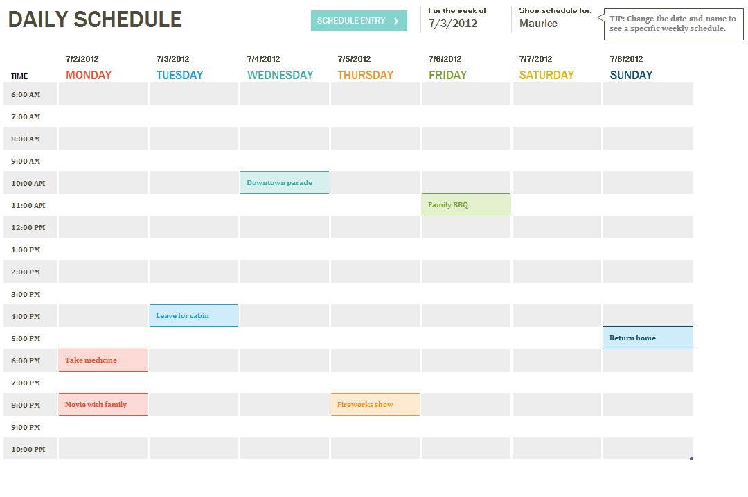 Daily Schedule Checklist | Daily Schedule Checklist Template