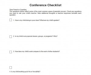 Parent Teacher Conference Checklist Free