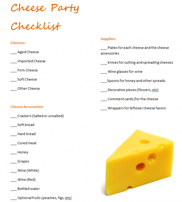 Cheese Party Checklist