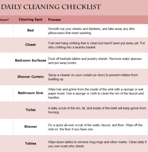 Daily Cleaning Checklist