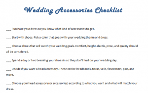 Wedding Accessories Checklist