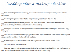 Wedding Hair & Makeup Checklist