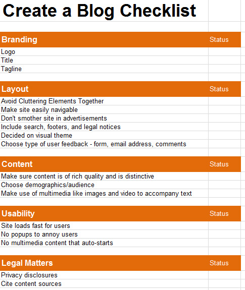 Creating a Blog Checklist