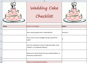 Wedding Cake Checklist