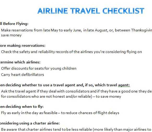 flight travel checklist