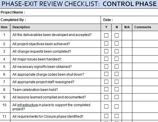 Project Control Phase Review