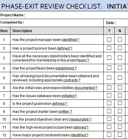 Project Initiation Phase Review